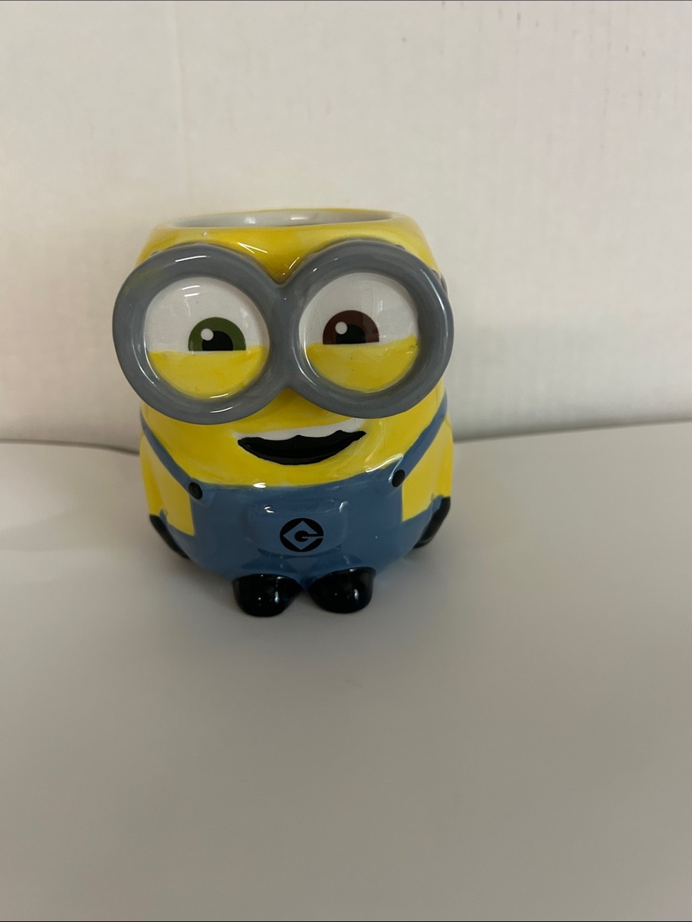 Yellow Character Ceramic Planter with Blue Overalls